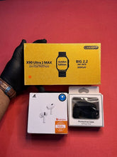 Golden Strap smartwatch with air buds