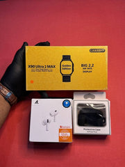 Golden Strap smartwatch with air buds