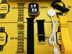 Golden Strap smartwatch with air buds